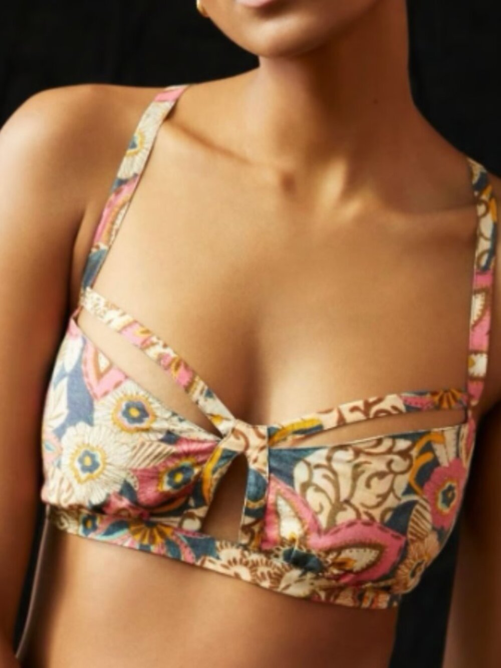 Anthropologie Pilcro Printed Surf Bra Top Medium Floral Boho Cotton Crop